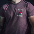 "Beauty and Chaos 2.0" - Maroon Tee Shirts military apparel sticker patch aviation funny custom usmc navy best military aviation apparel patches and motto gym workout garage flags t-shirt mens