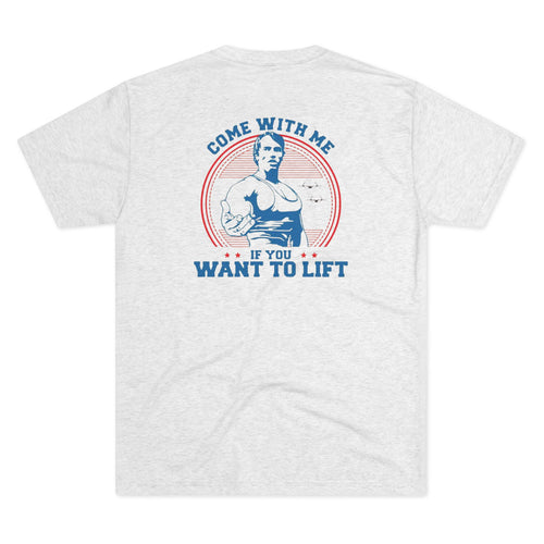 Arnold Lifting Workout Triblend T-Shirt Tri-Blend Heather White T-Shirt military apparel sticker patch aviation funny custom usmc navy best military aviation apparel patches and motto gym workout garage flags t-shirt mens
