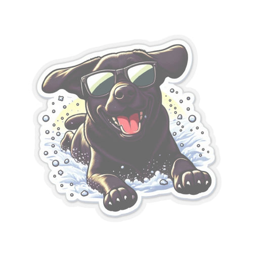 Snow Cute Dog Sticker 3" × 3" Transparent Paper products military apparel sticker patch aviation funny custom usmc navy best military aviation apparel patches and motto gym workout garage flags t-shirt mens