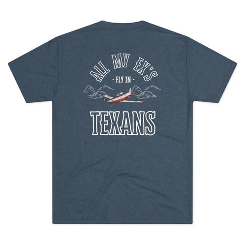 All My Ex's T-6B Texan Military Shirt Tri-Blend Indigo T-Shirt military apparel sticker patch aviation funny custom usmc navy best military aviation apparel patches and motto gym workout garage flags t-shirt mens