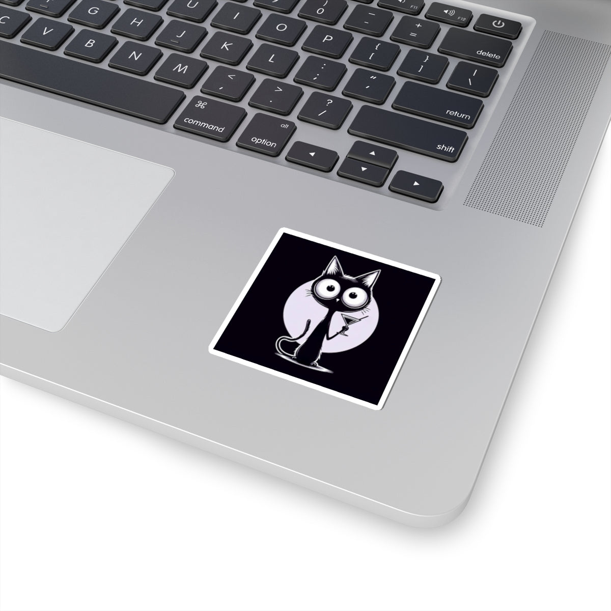 Meow-Tini Funny Cat Sticker 2" × 2" White Paper products military apparel sticker patch aviation funny custom usmc navy best military aviation apparel patches and motto gym workout garage flags t-shirt mens