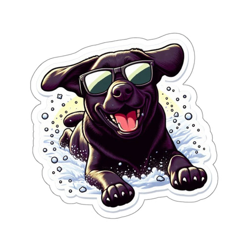 Snow Cute Dog Sticker 3" × 3" White Paper products military apparel sticker patch aviation funny custom usmc navy best military aviation apparel patches and motto gym workout garage flags t-shirt mens