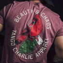 "Beauty and Chaos 2.0" - Maroon Tee Shirts military apparel sticker patch aviation funny custom usmc navy best military aviation apparel patches and motto gym workout garage flags t-shirt mens