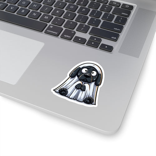 Spooked Boy Dog Sticker 3" × 3" White Paper products military apparel sticker patch aviation funny custom usmc navy best military aviation apparel patches and motto gym workout garage flags t-shirt mens