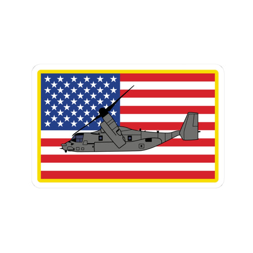 Traditional MV-22 Osprey American Flag Aviation Sticker 3" × 3" White Paper products military apparel sticker patch aviation funny custom usmc navy best military aviation apparel patches and motto gym workout garage flags t-shirt mens
