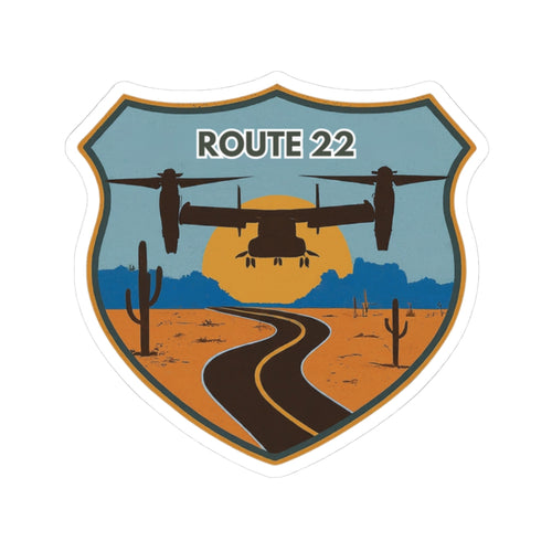 Route 22 MV22 Osprey Aviation Sticker 3" × 3" White Paper products military apparel sticker patch aviation funny custom usmc navy best military aviation apparel patches and motto gym workout garage flags t-shirt mens