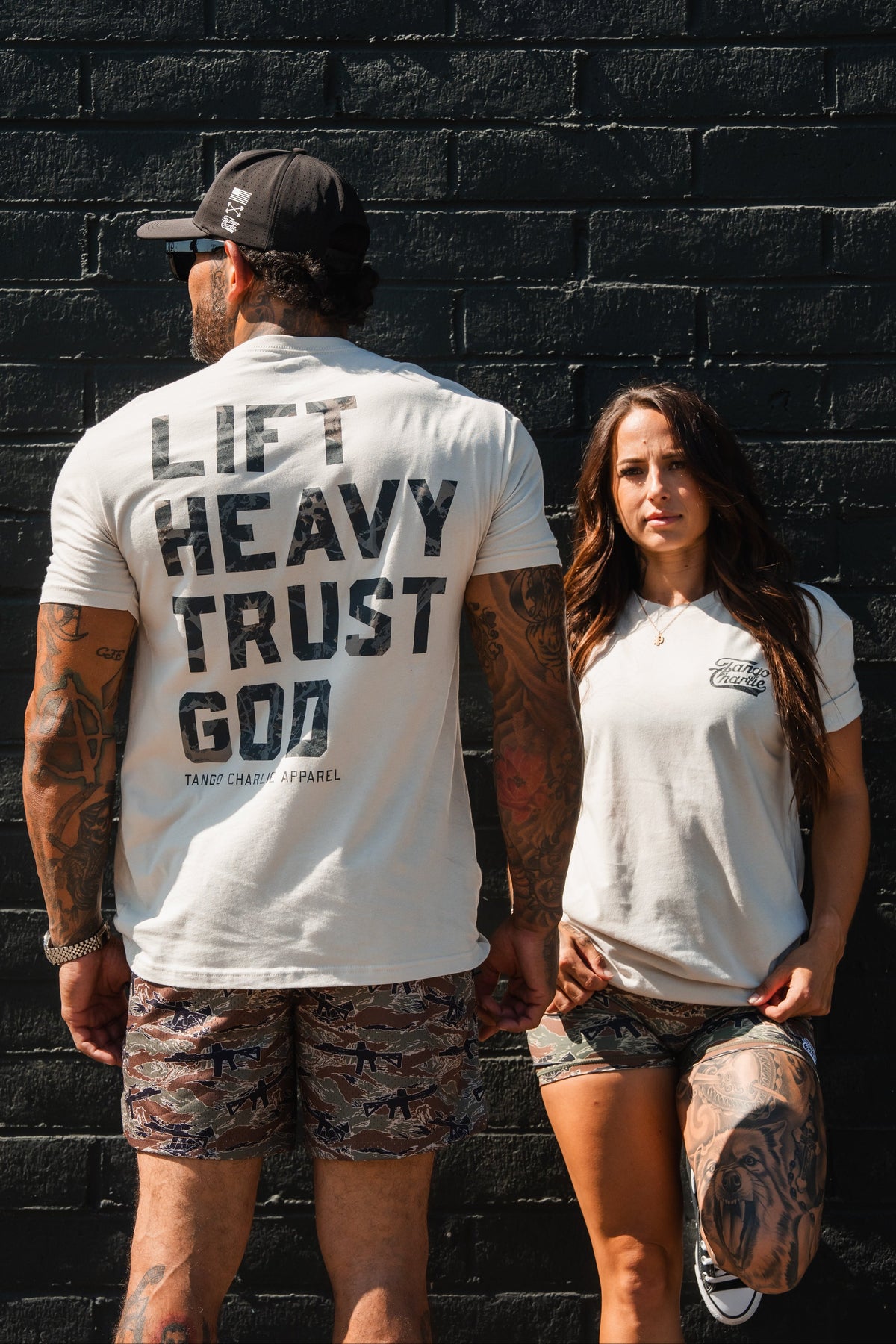 Lift Heavy. Trust God. - Tee Shirts military apparel sticker patch aviation funny custom usmc navy best military aviation apparel patches and motto gym workout garage flags t-shirt mens