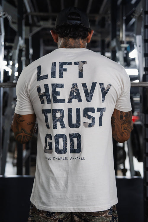 Lift Heavy. Trust God. - Tee Shirts military apparel sticker patch aviation funny custom usmc navy best military aviation apparel patches and motto gym workout garage flags t-shirt mens
