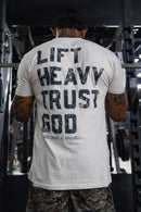 Lift Heavy. Trust God. - Tee Shirts military apparel sticker patch aviation funny custom usmc navy best military aviation apparel patches and motto gym workout garage flags t-shirt mens