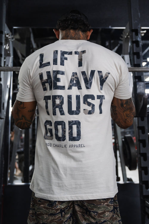 Lift Heavy. Trust God. - Tee Shirts military apparel sticker patch aviation funny custom usmc navy best military aviation apparel patches and motto gym workout garage flags t-shirt mens