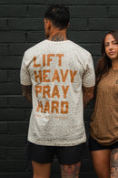 Lift Heavy. Pray Hard. Cream Leopard - Tee