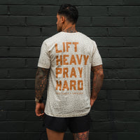 Lift Heavy. Pray Hard. Cream Leopard - Tee