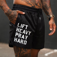 Men's Mesh Lifestyle Shorts | 5.5"- Lift Heavy Pray Hard Black