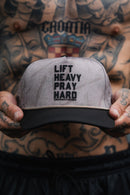 Lift Heavy. Pray Hard. Deadwood Camo Hydro - Snapback Hat