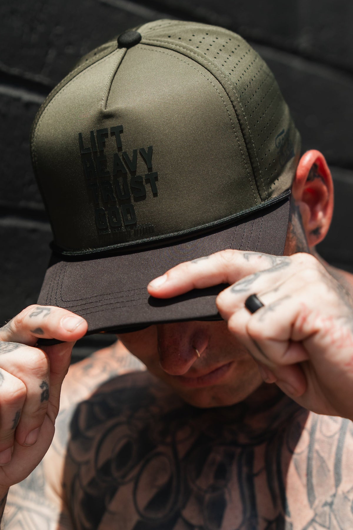 Lift Heavy. Trust God. Hydro - OD Green Snapback Hat