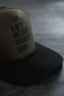 Lift Heavy. Trust God. Hydro - OD Green Snapback Hat
