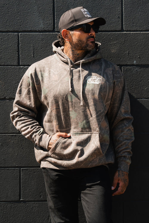 Lift Heavy. Trust God. - Premium Darkwood Camo Hoodie Hoodies military apparel sticker patch aviation funny custom usmc navy best military aviation apparel patches and motto gym workout garage flags t-shirt mens