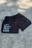 Men's Mesh Lifestyle Shorts | 5.5"- Lift Heavy Pray Hard Black