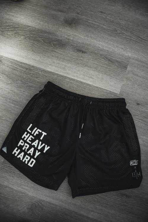 Men's Mesh Lifestyle Shorts | 5.5"- Lift Heavy Pray Hard Black