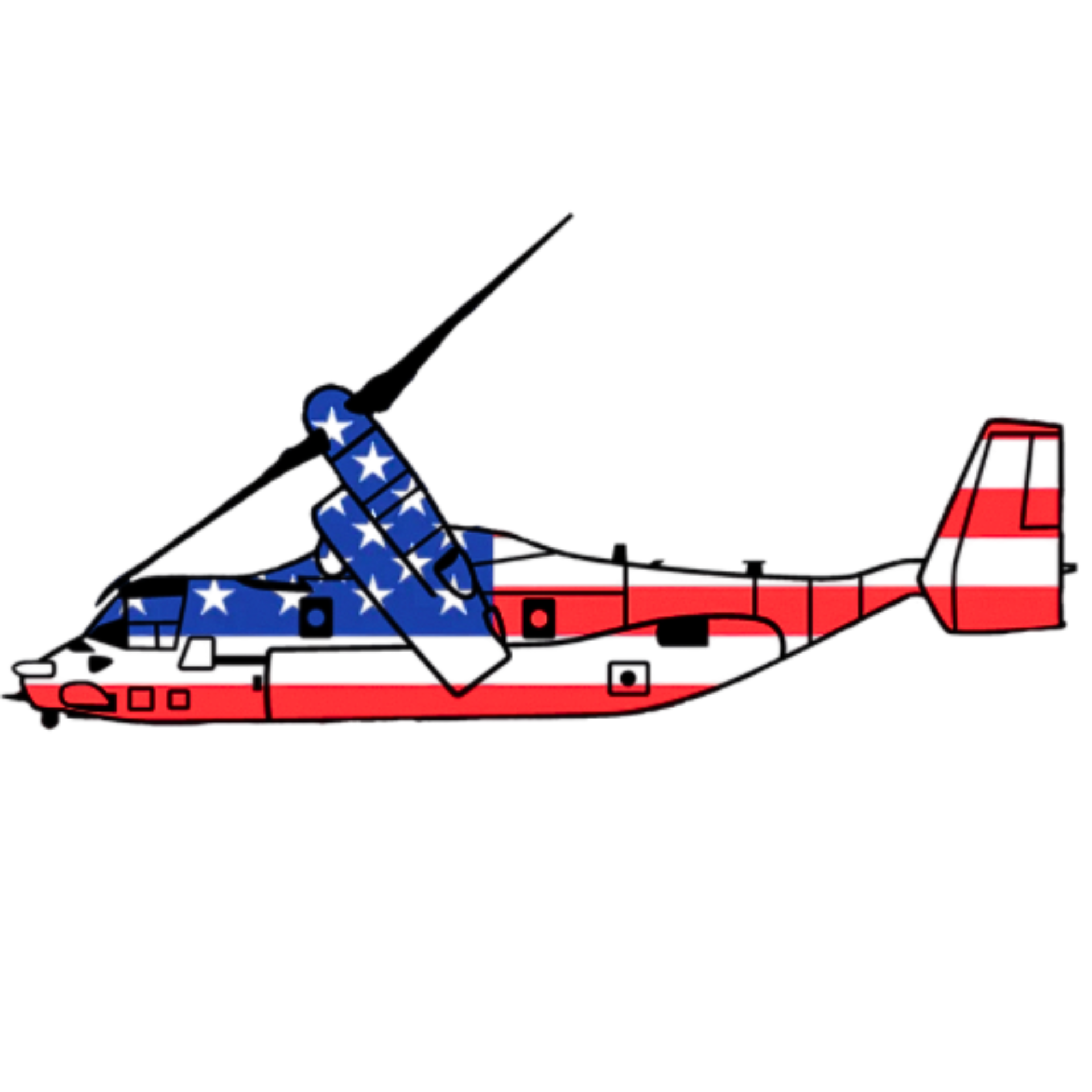 American Flag MV-22 Osprey Military Sticker