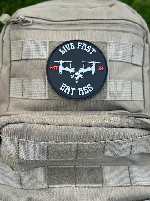 Live Fast Eat Ass V-22 Osprey Military Aviation PVC Patch Patch military apparel sticker patch aviation funny custom usmc navy best military aviation apparel patches and motto gym workout garage flags t-shirt mens