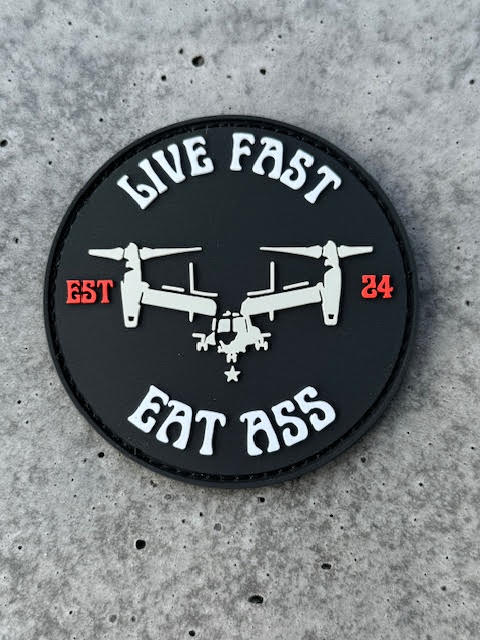 Live Fast Eat Ass V-22 Osprey Military Aviation PVC Patch Patch military apparel sticker patch aviation funny custom usmc navy best military aviation apparel patches and motto gym workout garage flags t-shirt mens